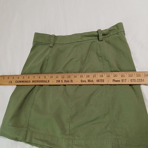 Loft Outlet Size 8 Olive Green Mini Skirt cotton/rayon blend side-zip - Picture 8 of 10